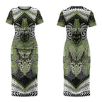 Aotearoa Iwi Whakatohea Personalised Couples Matching Short Sleeve Bodycon Dress and Hawaiian Shirt Maori Kowhaiwhai Pattern