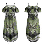 Aotearoa Iwi Whakatohea Personalised Couples Matching Summer Maxi Dress and Hawaiian Shirt Maori Kowhaiwhai Pattern