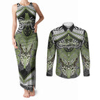 Aotearoa Iwi Whakatohea Personalised Couples Matching Tank Maxi Dress and Long Sleeve Button Shirt Maori Kowhaiwhai Pattern