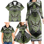 Aotearoa Iwi Whakatohea Personalised Family Matching Long Sleeve Bodycon Dress and Hawaiian Shirt Maori Kowhaiwhai Pattern