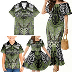 Aotearoa Iwi Whakatohea Personalised Family Matching Mermaid Dress and Hawaiian Shirt Maori Kowhaiwhai Pattern