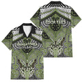 Aotearoa Iwi Whakatohea Personalised Family Matching Off The Shoulder Long Sleeve Dress and Hawaiian Shirt Maori Kowhaiwhai Pattern