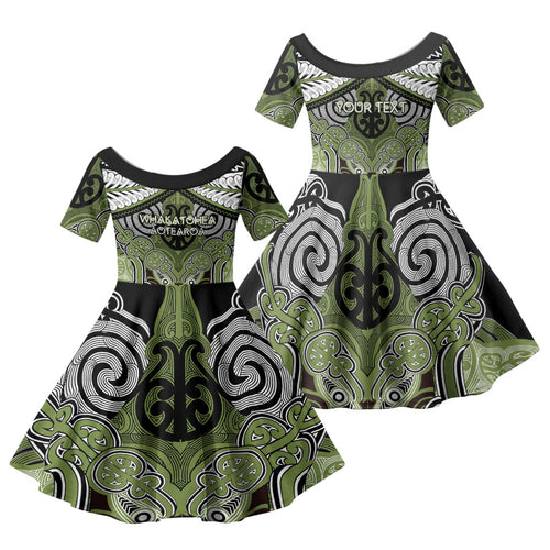Aotearoa Iwi Whakatohea Personalised Family Matching Off Shoulder Maxi Dress and Hawaiian Shirt Maori Kowhaiwhai Pattern