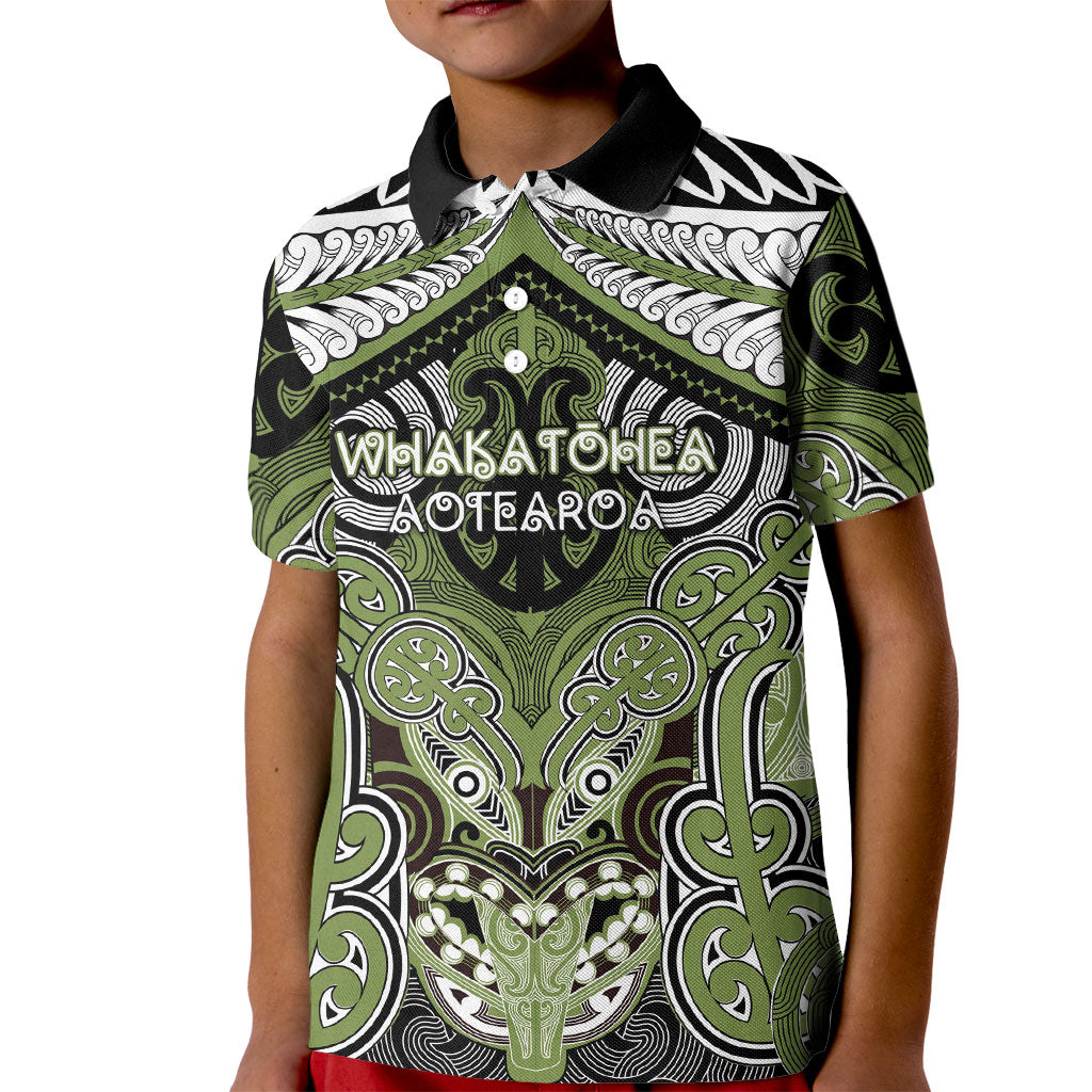 Aotearoa Iwi Whakatohea Personalised Kid Polo Shirt Maori Kowhaiwhai Pattern
