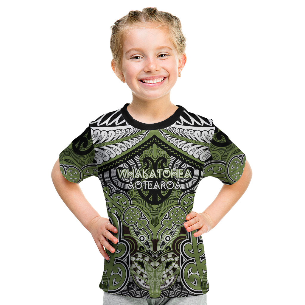 Aotearoa Iwi Whakatohea Personalised Kid T Shirt Maori Kowhaiwhai Pattern