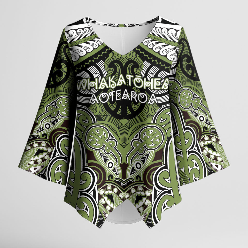 Aotearoa Iwi Whakatohea Personalised Kimono Sleeve Blouse Maori Kowhaiwhai Pattern