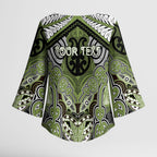 Aotearoa Iwi Whakatohea Personalised Kimono Sleeve Blouse Maori Kowhaiwhai Pattern