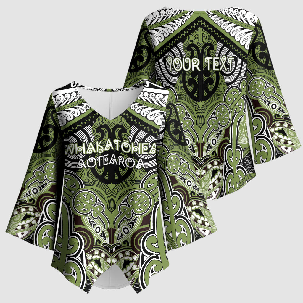 Aotearoa Iwi Whakatohea Personalised Kimono Sleeve Blouse Maori Kowhaiwhai Pattern