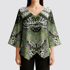 Aotearoa Iwi Whakatohea Personalised Kimono Sleeve Blouse Maori Kowhaiwhai Pattern