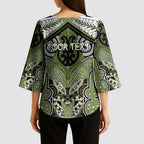 Aotearoa Iwi Whakatohea Personalised Kimono Sleeve Blouse Maori Kowhaiwhai Pattern
