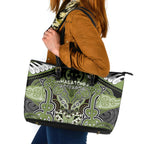 Aotearoa Iwi Whakatohea Leather Tote Bag Maori Kowhaiwhai Pattern