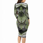 Aotearoa Iwi Whakatohea Personalised Long Sleeve Bodycon Dress Maori Kowhaiwhai Pattern