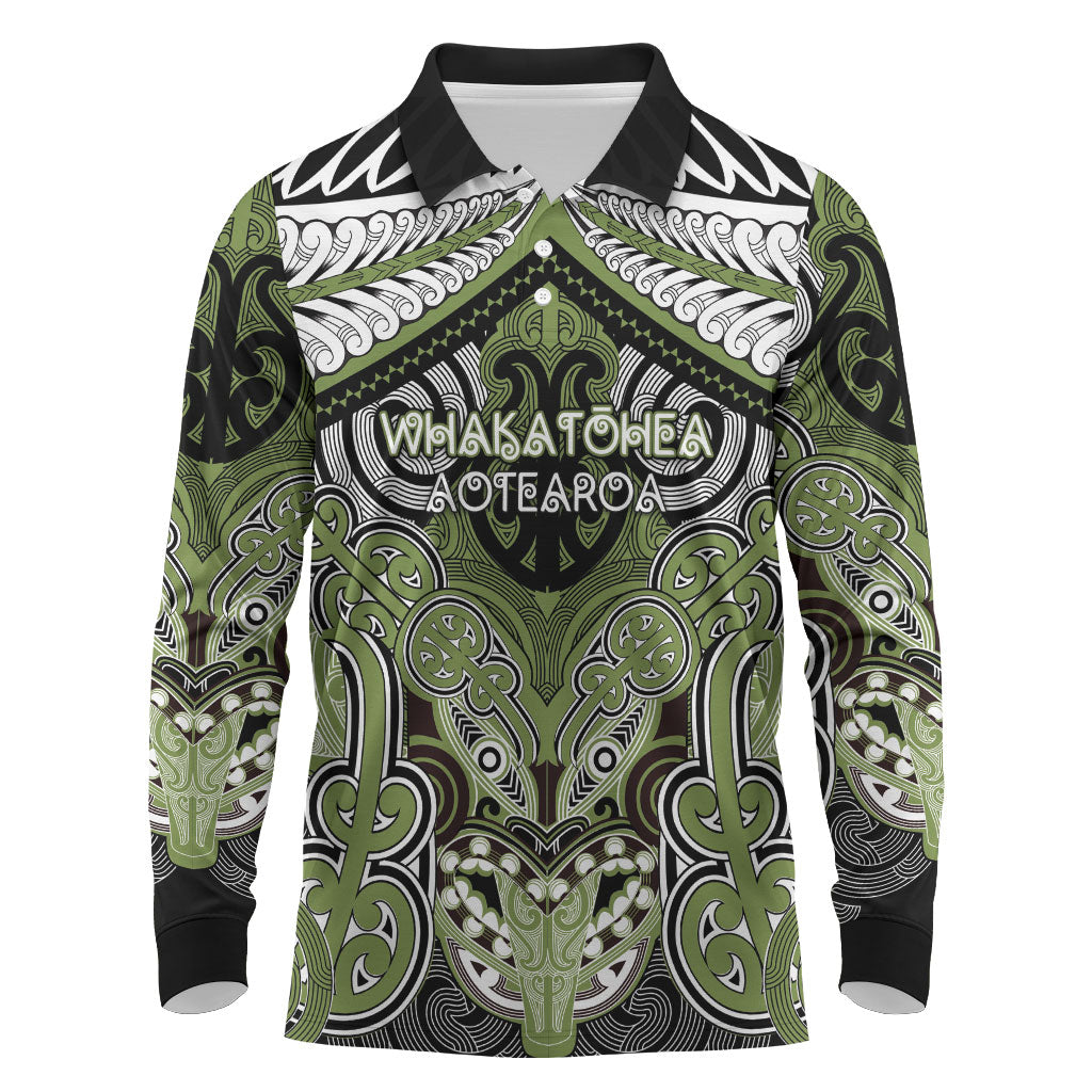 Aotearoa Iwi Whakatohea Personalised Long Sleeve Polo Shirt Maori Kowhaiwhai Pattern