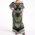 Aotearoa Iwi Whakatohea Personalised Off Shoulder Maxi Dress Maori Kowhaiwhai Pattern