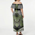 Aotearoa Iwi Whakatohea Personalised Off Shoulder Maxi Dress Maori Kowhaiwhai Pattern