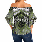 Aotearoa Iwi Whakatohea Personalised Off Shoulder Wrap Waist Top Maori Kowhaiwhai Pattern