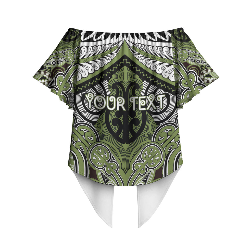 Aotearoa Iwi Whakatohea Personalised Off Shoulder Wrap Waist Top Maori Kowhaiwhai Pattern