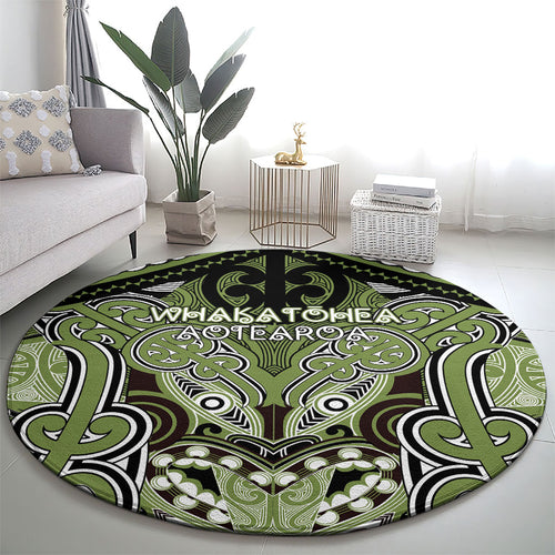 Aotearoa Iwi Whakatohea Round Carpet Maori Kowhaiwhai Pattern