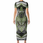 Aotearoa Iwi Whakatohea Personalised Short Sleeve Bodycon Dress Maori Kowhaiwhai Pattern