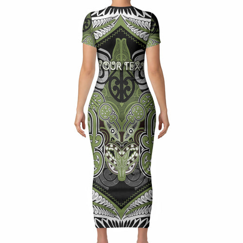 Aotearoa Iwi Whakatohea Personalised Short Sleeve Bodycon Dress Maori Kowhaiwhai Pattern