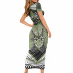 Aotearoa Iwi Whakatohea Personalised Short Sleeve Bodycon Dress Maori Kowhaiwhai Pattern