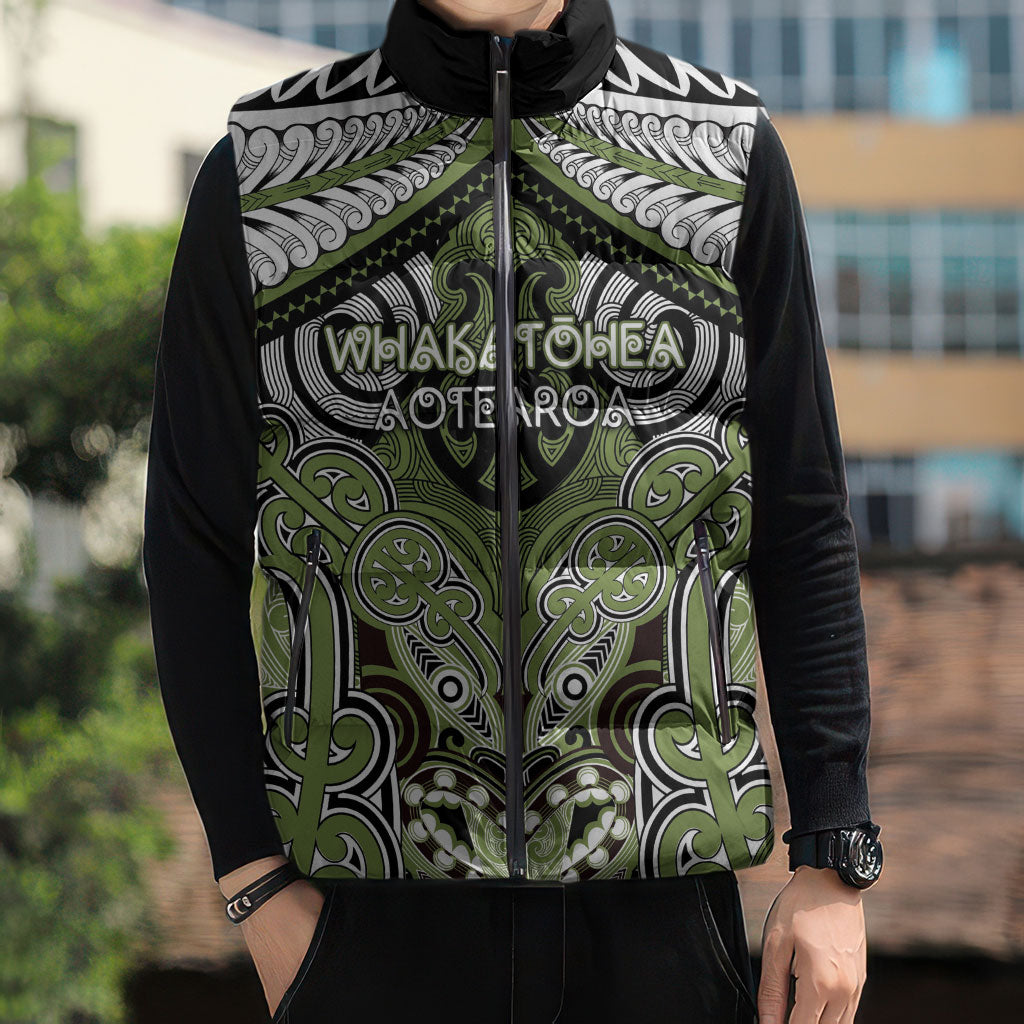 Aotearoa Iwi Whakatohea Personalised Sleeveless Puffer Jacket Maori Kowhaiwhai Pattern