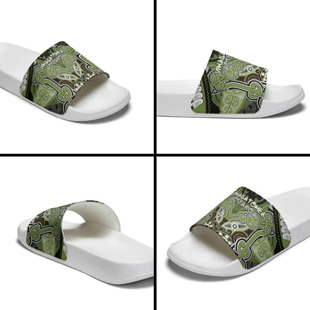 Aotearoa Iwi Whakatohea Slide Sandals Maori Kowhaiwhai Pattern