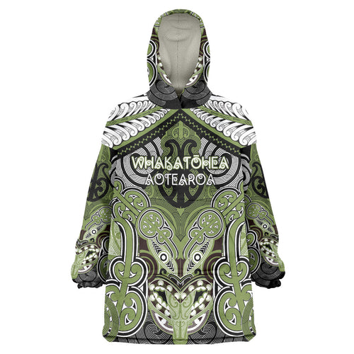 Aotearoa Iwi Whakatohea Personalised Wearable Blanket Hoodie Maori Kowhaiwhai Pattern