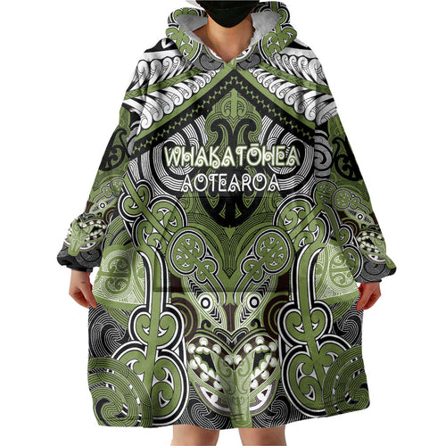 Aotearoa Iwi Whakatohea Personalised Wearable Blanket Hoodie Maori Kowhaiwhai Pattern