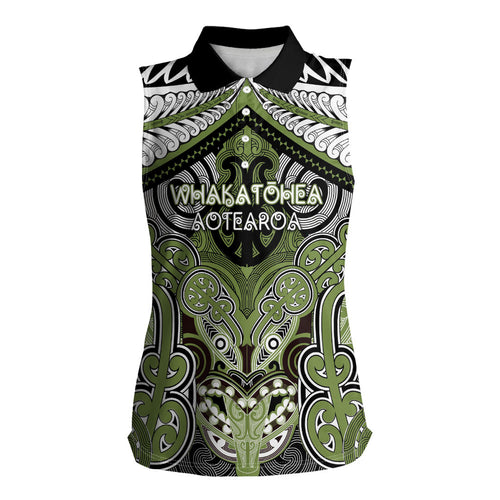 Aotearoa Iwi Whakatohea Personalised Women Sleeveless Polo Shirt Maori Kowhaiwhai Pattern