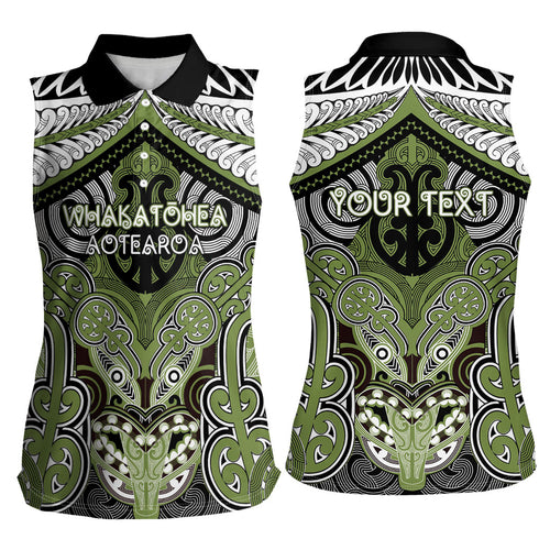 Aotearoa Iwi Whakatohea Personalised Women Sleeveless Polo Shirt Maori Kowhaiwhai Pattern