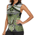 Aotearoa Iwi Whakatohea Personalised Women Sleeveless Polo Shirt Maori Kowhaiwhai Pattern