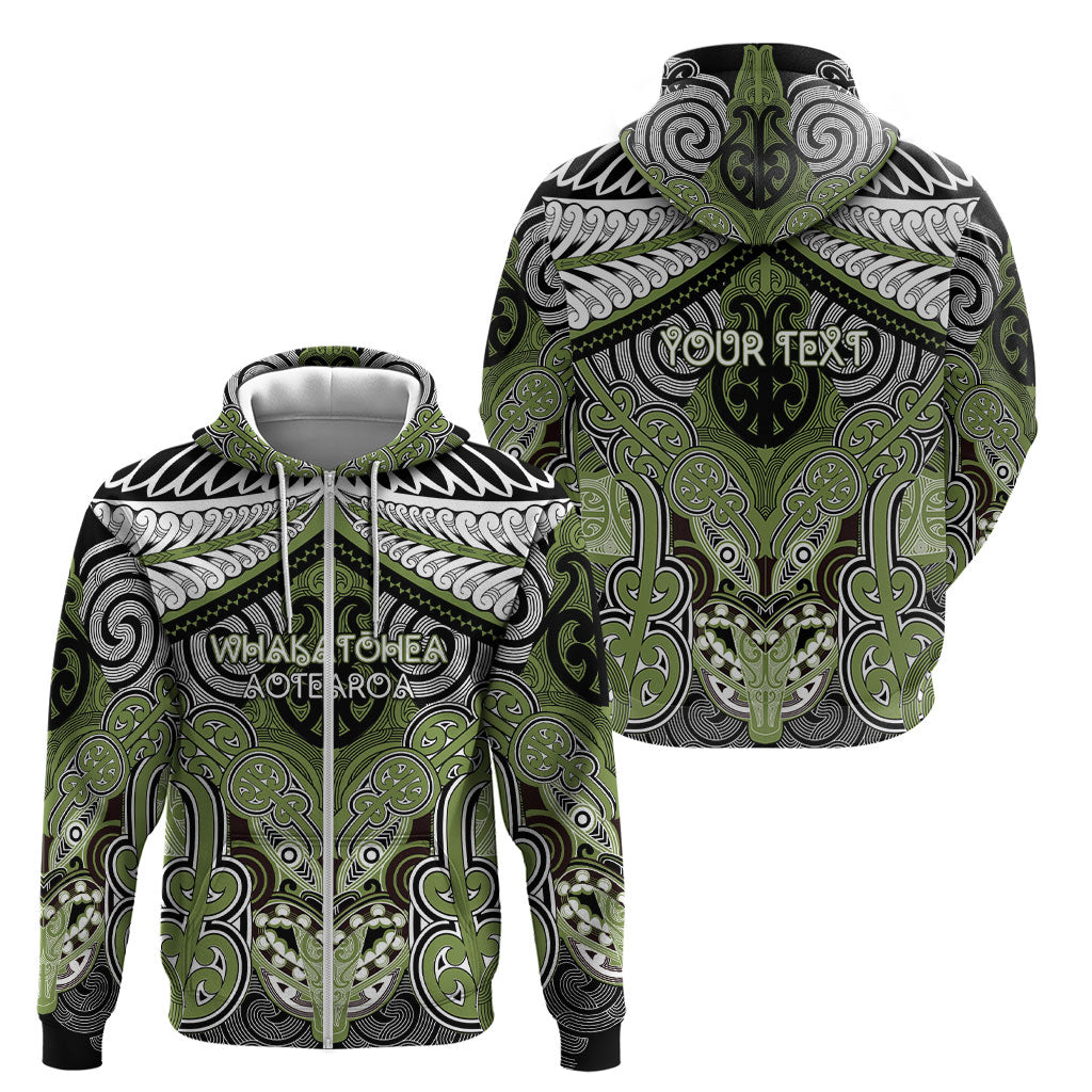 Aotearoa Iwi Whakatohea Personalised Zip Hoodie Maori Kowhaiwhai Pattern