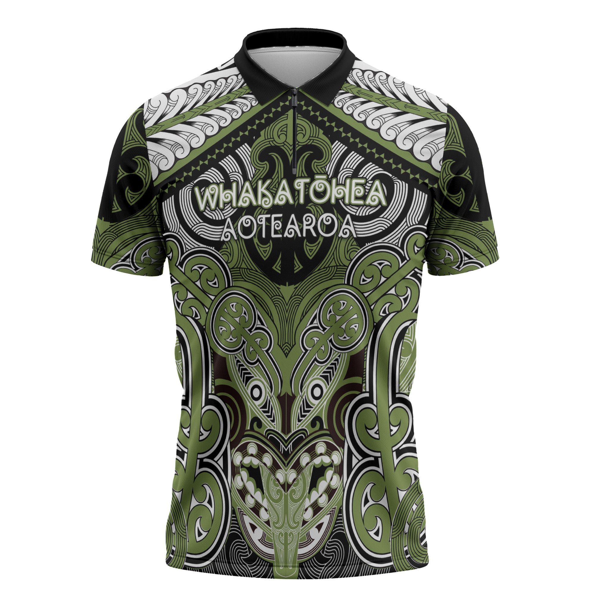 Aotearoa Iwi Whakatohea Personalised Zipper Polo Shirt Maori Kowhaiwhai Pattern