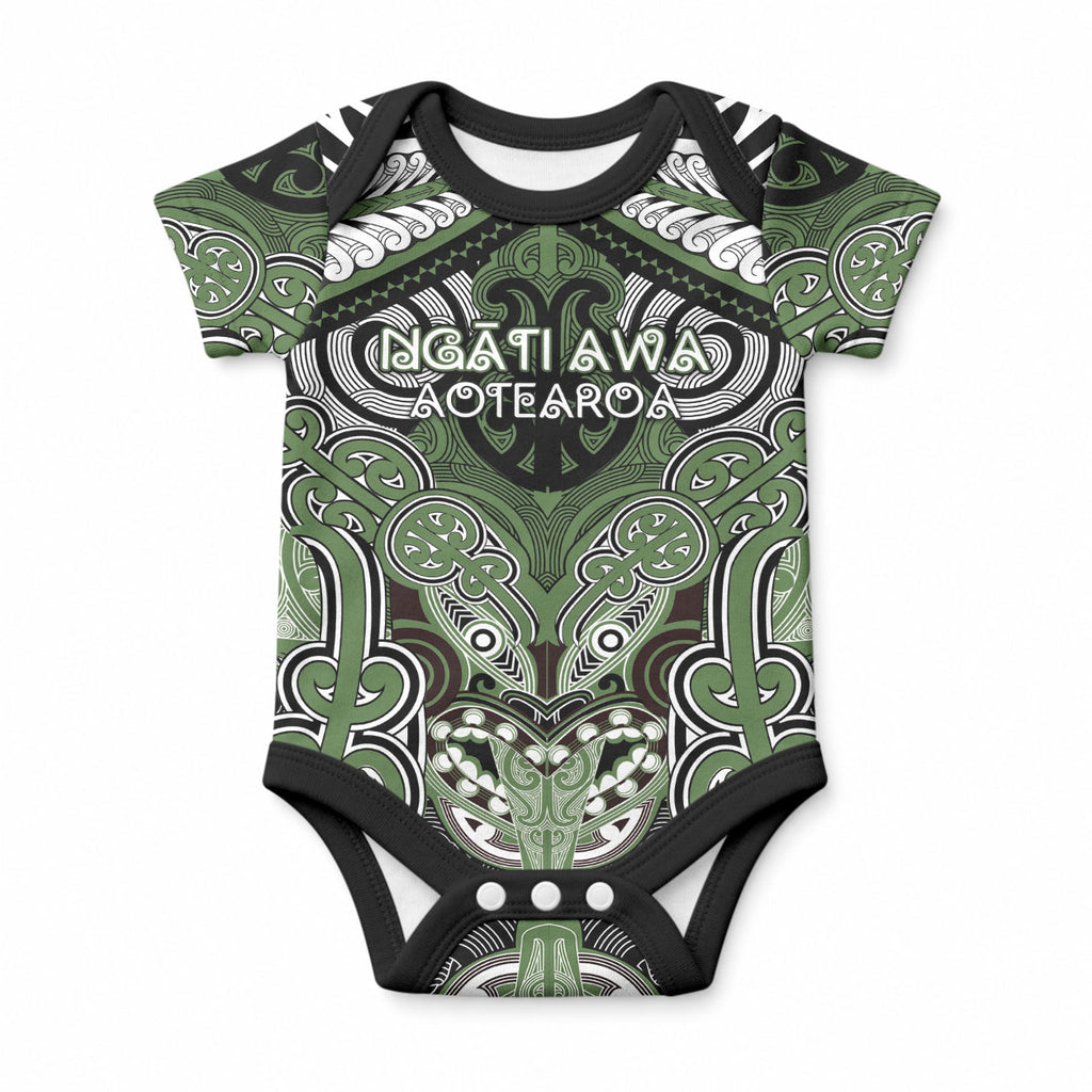 Aotearoa Iwi Ngati Awa Personalised Baby Onesie Maori Kowhaiwhai Pattern
