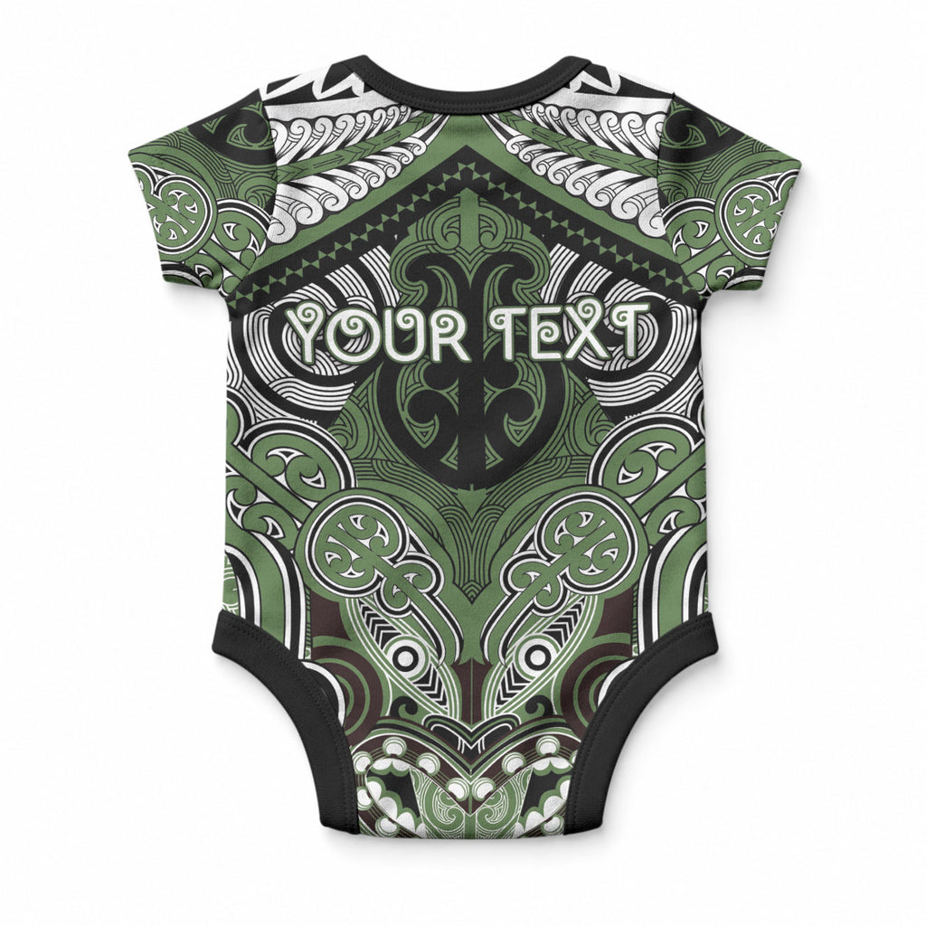 Aotearoa Iwi Ngati Awa Personalised Baby Onesie Maori Kowhaiwhai Pattern