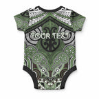 Aotearoa Iwi Ngati Awa Personalised Baby Onesie Maori Kowhaiwhai Pattern