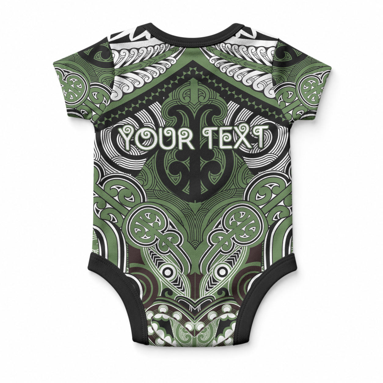 Aotearoa Iwi Ngati Awa Personalised Baby Onesie Maori Kowhaiwhai Pattern