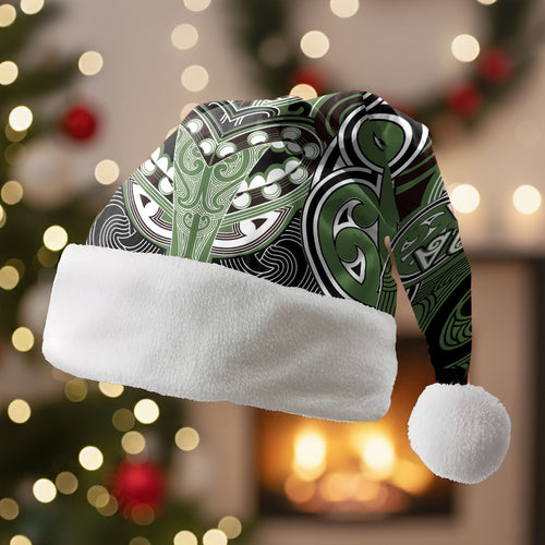 Aotearoa Iwi Ngati Awa Personalised Christmas Santa Hat Maori Kowhaiwhai Pattern