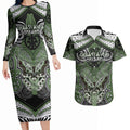 Aotearoa Iwi Ngati Awa Personalised Couples Matching Long Sleeve Bodycon Dress and Hawaiian Shirt Maori Kowhaiwhai Pattern