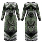 Aotearoa Iwi Ngati Awa Personalised Couples Matching Long Sleeve Bodycon Dress and Hawaiian Shirt Maori Kowhaiwhai Pattern