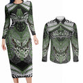 Aotearoa Iwi Ngati Awa Personalised Couples Matching Long Sleeve Bodycon Dress and Long Sleeve Button Shirt Maori Kowhaiwhai Pattern