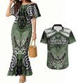 Aotearoa Iwi Ngati Awa Personalised Couples Matching Mermaid Dress and Hawaiian Shirt Maori Kowhaiwhai Pattern