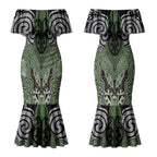 Aotearoa Iwi Ngati Awa Personalised Couples Matching Mermaid Dress and Hawaiian Shirt Maori Kowhaiwhai Pattern