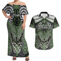 Aotearoa Iwi Ngati Awa Personalised Couples Matching Off Shoulder Maxi Dress and Hawaiian Shirt Maori Kowhaiwhai Pattern