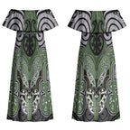 Aotearoa Iwi Ngati Awa Personalised Couples Matching Off Shoulder Maxi Dress and Hawaiian Shirt Maori Kowhaiwhai Pattern