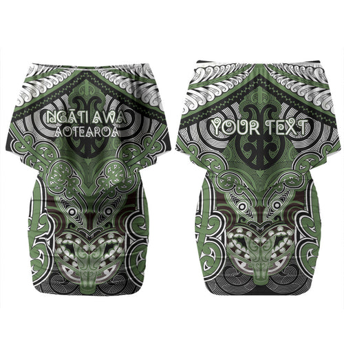 Aotearoa Iwi Ngati Awa Personalised Couples Matching Off Shoulder Short Dress and Hawaiian Shirt Maori Kowhaiwhai Pattern