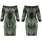 Aotearoa Iwi Ngati Awa Personalised Couples Matching Off The Shoulder Long Sleeve Dress and Hawaiian Shirt Maori Kowhaiwhai Pattern