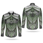 Aotearoa Iwi Ngati Awa Personalised Couples Matching Puletasi and Long Sleeve Button Shirt Maori Kowhaiwhai Pattern