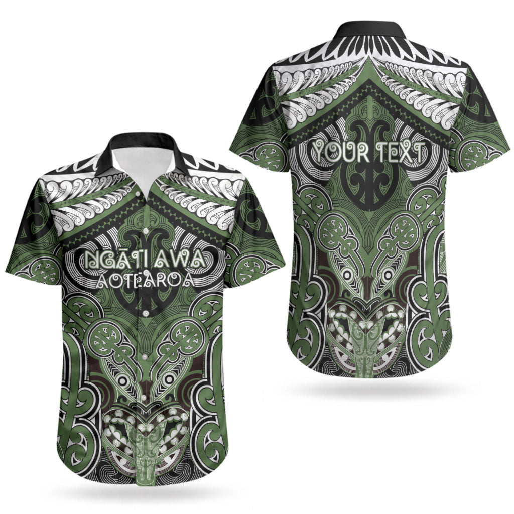 Aotearoa Iwi Ngati Awa Personalised Couples Matching Short Sleeve Bodycon Dress and Hawaiian Shirt Maori Kowhaiwhai Pattern